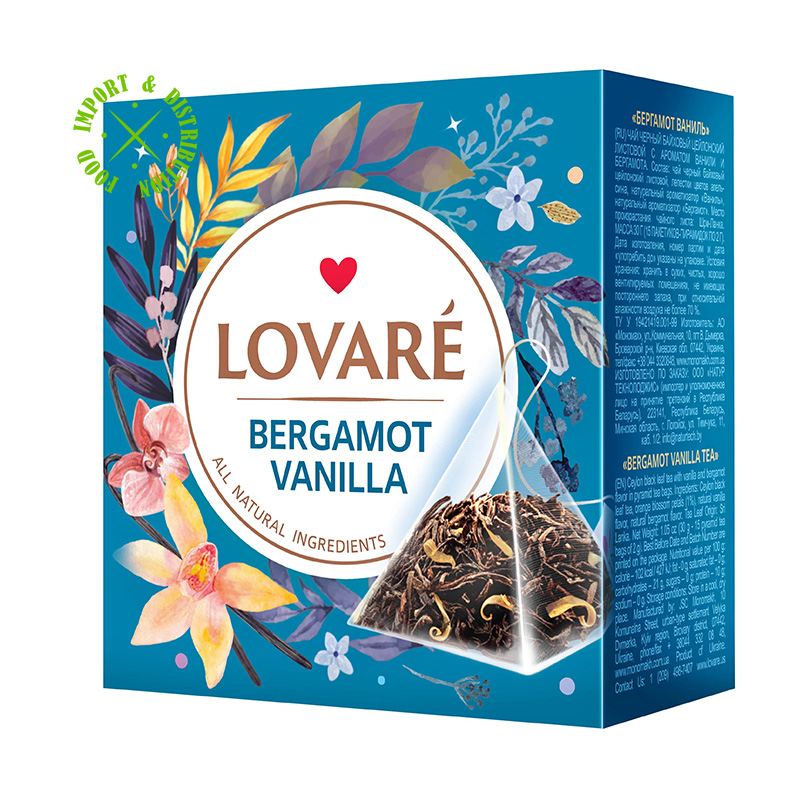 Herbata Lovare mieszanka herbat Bergamot Vanilla 15 piramidek x 2gr
