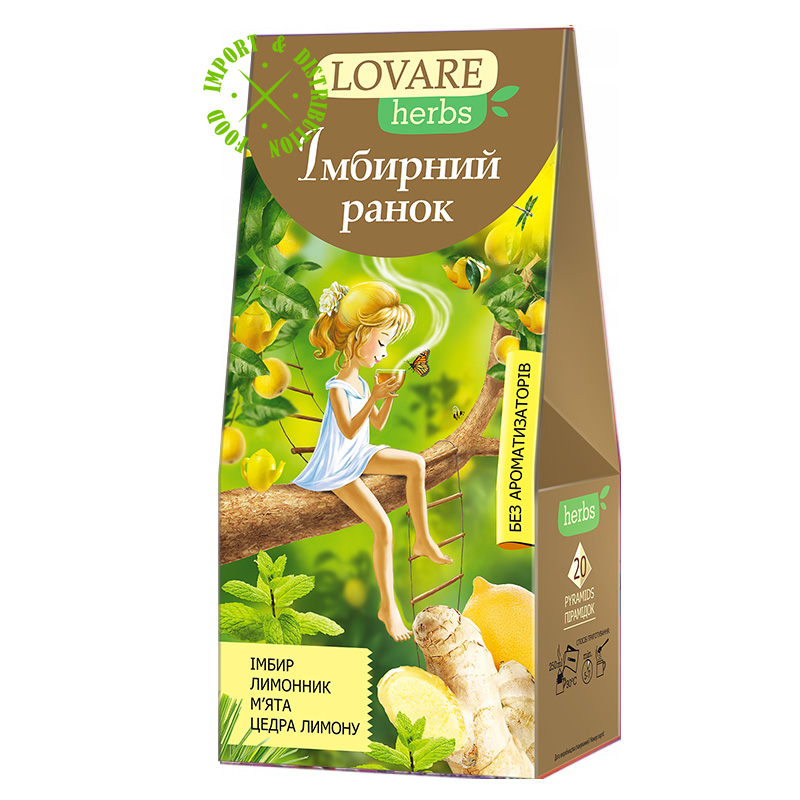 Herbata Lovare ziołowo-owocowa „IMBIROWY PORANEK” 20 piramidek po 1,8g
